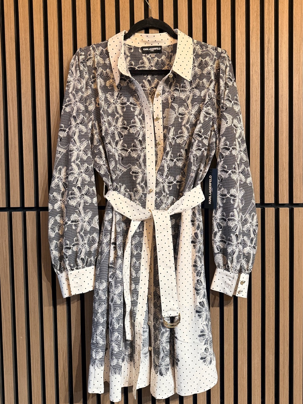 Karl Lagerfeld Front Button Collared Mini Dress - Picture 3 of 5